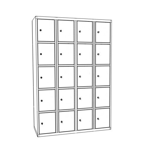 Stahl Schliessfachschrank Select 20 Fächer 300mm Abteilbreite Korpus Lichtblau RAL 5012 Türen Lichtgrau RAL 7035