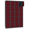Stahl Schliessfachschrank Select 20 Fächer 300mm Abteilbreite Korpus Anthrazitgrau RAL 7016 Türen Weinrot RAL 3005