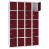 Stahl Schliessfachschrank Select 20 Fächer 300mm Abteilbreite Korpus Lichtgrau RAL 7035 Türen Weinrot RAL 3005