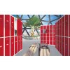 Stahl Schliessfachschrank Select 20 Fächer 300mm Abteilbreite Korpus Lichtgrau RAL 7035 Türen Weinrot RAL 3005