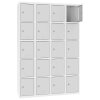 Stahl Schliessfachschrank Select 20 Fächer 300mm Abteilbreite Korpus Weiss RAL 9010 Türen Lichtgrau RAL 7035