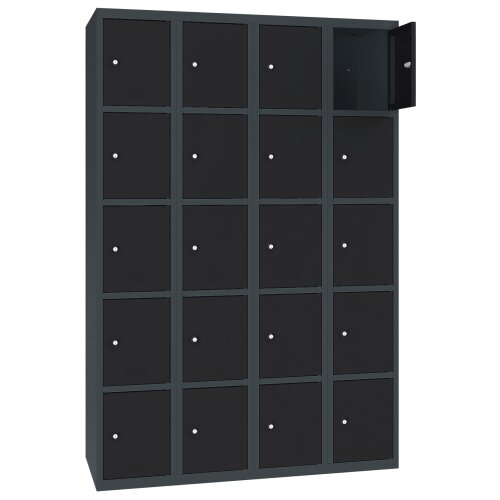 Stahl Schliessfachschrank Select 20 Fächer 300mm Abteilbreite Korpus Anthrazitgrau RAL 7016 Türen Tiefschwarz RAL 9005