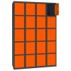 Stahl Schliessfachschrank Select 20 Fächer 300mm Abteilbreite Korpus Anthrazitgrau RAL 7016 Türen Reinorange RAL 2004