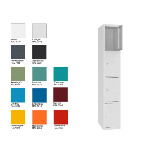 Stahl Schliessfachschrank Select 4 Fächer 300mm Abteilbreite