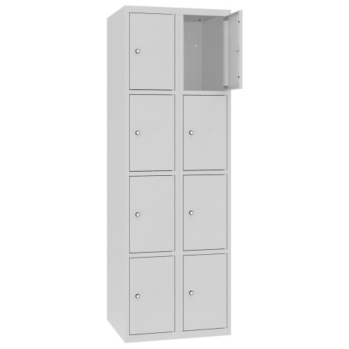 Stahl Schliessfachschrank Select 8 Fächer 300mm Abteilbreite Korpus Lichtgrau RAL 7035 Türen Lichtgrau RAL 7035