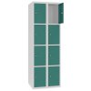 Stahl Schliessfachschrank Select 8 Fächer 300mm Abteilbreite Korpus Lichtgrau RAL 7035 Türen Mint RAL6033