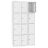 Stahl Schliessfachschrank Select 12 Fächer 300mm Abteilbreite Korpus Weiss RAL 9010 Türen Weiss RAL 9010