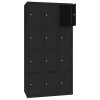 Stahl Schliessfachschrank Select 12 Fächer 300mm Abteilbreite Korpus Tiefschwarz RAL 9005 Türen Tiefschwarz RAL 9005