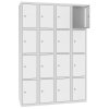 Stahl Schliessfachschrank Select 16 Fächer 300mm Abteilbreite Korpus Lichtgrau RAL 7035 Türen Weiss RAL 9010