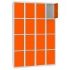 Stahl Schliessfachschrank Select 16 Fächer 300mm Abteilbreite Korpus Lichtgrau RAL 7035 Türen Reinorange RAL 2004