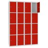 Stahl Schliessfachschrank Select 16 Fächer 300mm Abteilbreite Korpus Lichtgrau RAL 7035 Türen Verkehrsrot RAL 3020