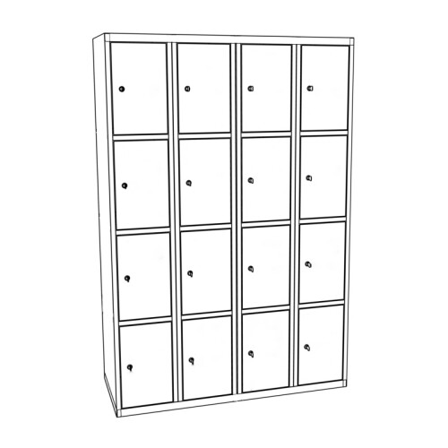 Stahl Schliessfachschrank Select 16 Fächer 300mm Abteilbreite Korpus Lichtblau RAL 5012 Türen Lichtgrau RAL 7035