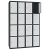 Stahl Schliessfachschrank Select 16 Fächer 300mm Abteilbreite Korpus Anthrazitgrau RAL 7016 Türen Lichtgrau RAL 7035