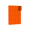 Stahl Schliessfachschrank Select 16 Fächer 300mm Abteilbreite Korpus Reinorange RAL 2004 Türen Reinorange RAL 2004
