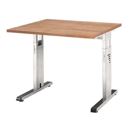 Schreibtisch höhenverstellbar 80x80 cm Ahorn/Weiss