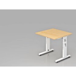 Schreibtisch höhenverstellbar 80x80 cm Ahorn/Weiss