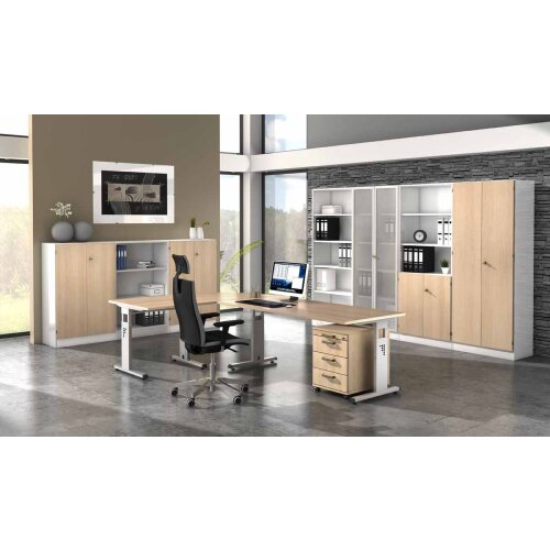 Schreibtisch höhenverstellbar 120x80 cm Weiss/Weiss