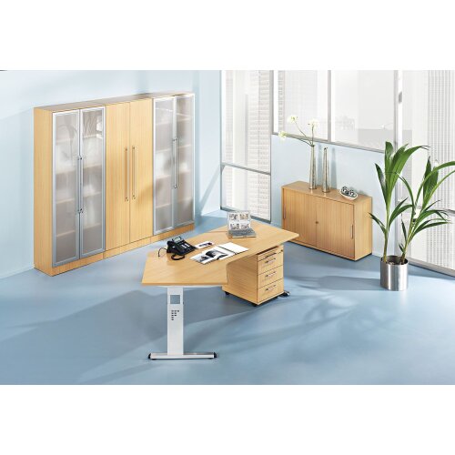 Schreibtisch höhenverstellbar 120x80 cm Weiss/Weiss