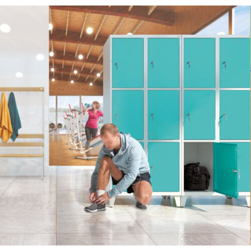 Stahl Schliessfachschrank Select 6 Fächer 300mm Abteilbreite Korpus Lichtgrau RAL 7035 Türen Lichtgrau RAL 7035