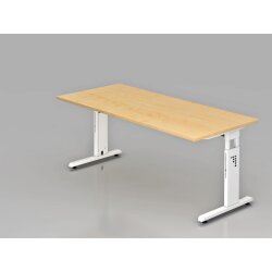 Schreibtisch höhenverstellbar 180x80 cm Ahorn/Weiss
