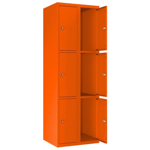 Stahl Schliessfachschrank Select 6 Fächer 300mm Abteilbreite Korpus Reinorange RAL 2004 Türen Reinorange RAL 2004