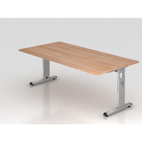 Schreibtisch höhenverstellbar 200x100 cm Weiss/Weiss