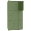 Stahl Schliessfachschrank Select 9 Fächer 300mm Abteilbreite Korpus Resedagrün RAL 6011 Türen Resedagrün RAL 6011