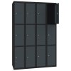 Stahl Schliessfachschrank Select 12 Fächer 300mm Abteilbreite Korpus Tiefschwarz RAL 9005 Türen Anthrazitgrau RAL 7016