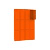 Stahl Schliessfachschrank Select 12 Fächer 300mm Abteilbreite Korpus Reinorange RAL 2004 Türen Reinorange RAL 2004