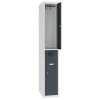 Schliessfachschrank Select 2 Fächer Abteilbreite 300mm Korpus Lichtgrau RAL 7035 Türen Anthrazitgrau RAL 7016 Zylinderschloss