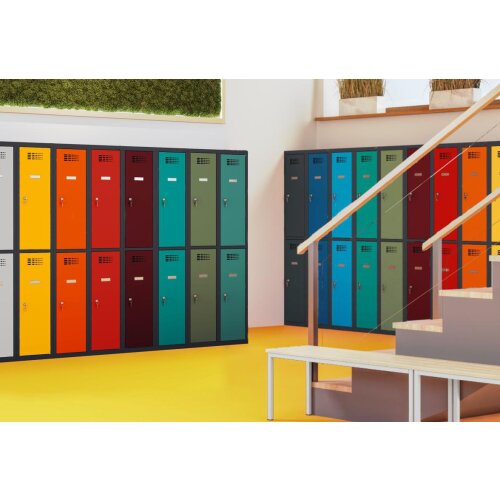 Schliessfachschrank Select 2 Fächer auf Füssen Abteilbreite 400mm