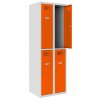 Schliessfachschrank Select 4 Fächer Abteilbreite 300mm Korpus Lichtgrau RAL 7035 Türen Reinorange RAL 2004 Drehriegel