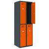 Schliessfachschrank Select 4 Fächer Abteilbreite 300mm Korpus Tiefschwarz RAL 9005 Türen Reinorange RAL 2004 Drehriegel