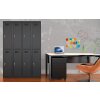 Schliessfachschrank Select 6 Fächer Abteilbreite 300mm Korpus Tiefschwarz RAL 9005 Türen Reinorange RAL 2004 Drehriegel
