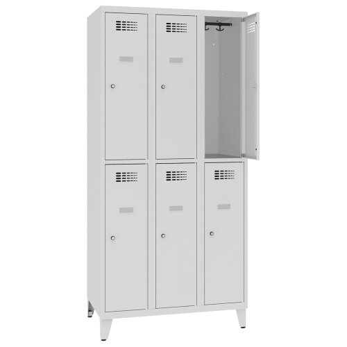 Schliessfachschrank Select 6 Fächer auf Füssen Abteilbreite 400mm