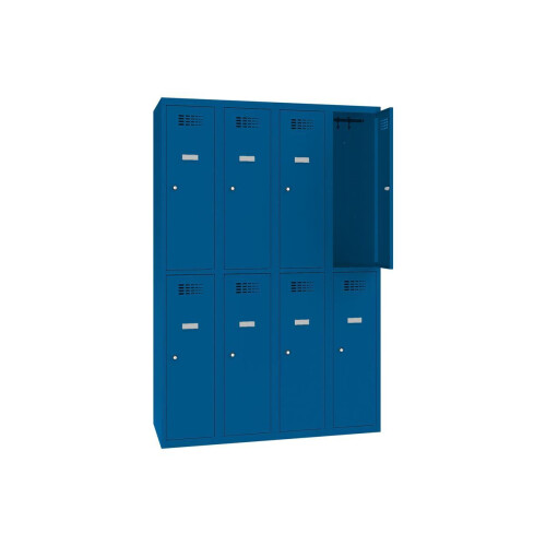 Schliessfachschrank Select 8 Fächer Abteilbreite 300mm Korpus Enzianblau RAL 5010 Türen Enzianblau RAL 5010 Drehriegel