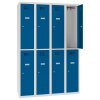 Schliessfachschrank Select 8 Fächer Abteilbreite 300mm Korpus Lichtgrau RAL 7035 Türen Enzianblau RAL 5010 Zylinderschloss