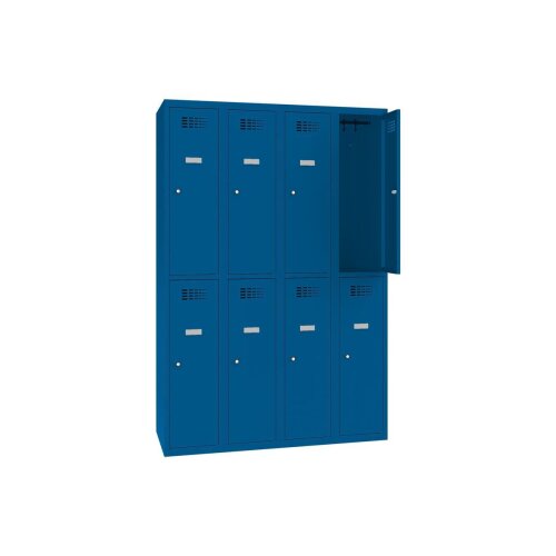 Schliessfachschrank Select 8 Fächer Abteilbreite 300mm Korpus Enzianblau RAL 5010 Türen Enzianblau RAL 5010 Zylinderschloss