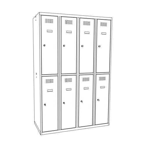 Schliessfachschrank Select 8 Fächer Abteilbreite 300mm Korpus Lichtblau RAL 5012 Türen Tiefschwarz RAL 9005 Zylinderschloss