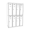 Schliessfachschrank Select 8 Fächer Abteilbreite 300mm Korpus Lichtblau RAL 5012 Türen Tiefschwarz RAL 9005 Zylinderschloss