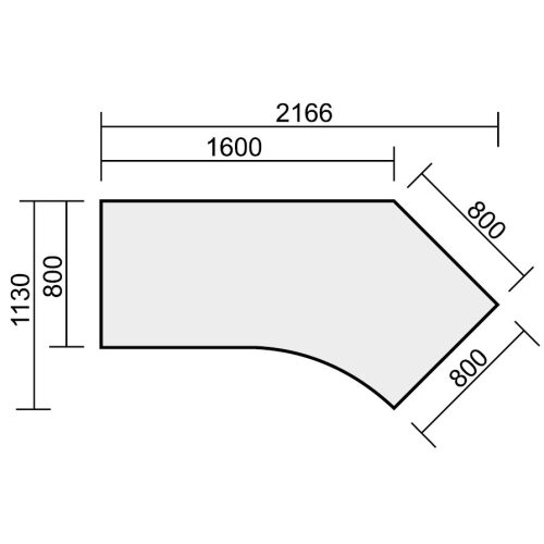 Schreibtisch Freiform 135° rechts Rundfuss, höhenverstellbar,  Ahorn/Anthrazit