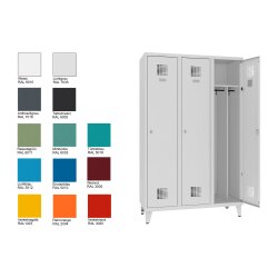 Spind Select 3 Abteile auf Füssen Abteilbreite 400mm