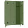 Spind Select 3 Abteile auf Füssen Abteilbreite 400mm Korpus Resedagrün RAL 6011 Türen Resedagrün RAL 6011 Drehriegel