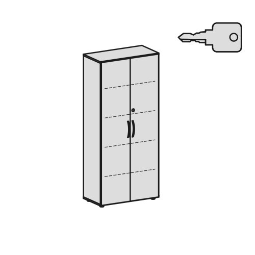 Aktenschrank 5 Ordnerhöhen 181 hoch  80 cm breit, Dekor Front: Ahorn, Dekor Korpus: Weiss