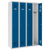 Spind Select 4 Abteile Abteilbreite 300mm Korpus Lichtgrau RAL 7035 Türen Enzianblau RAL 5010 Drehriegel