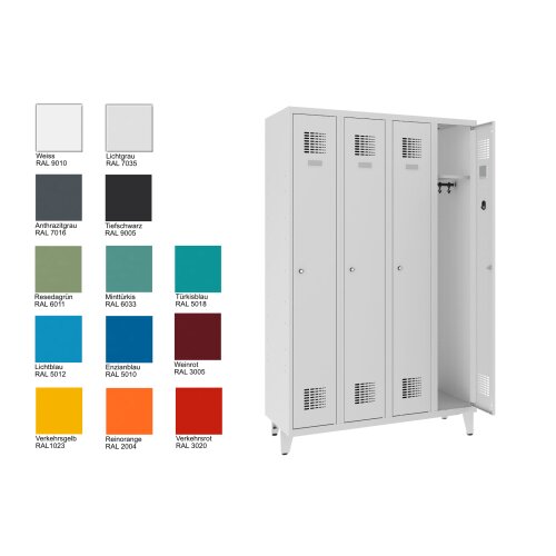 Spind Select 4 Abteile auf Füssen Abteilbreite 300mm