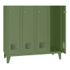 Spind Select 4 Abteile auf Füssen Abteilbreite 300mm Korpus Resedagrün RAL 6011 Türen Resedagrün RAL 6011 Zylinderschloss