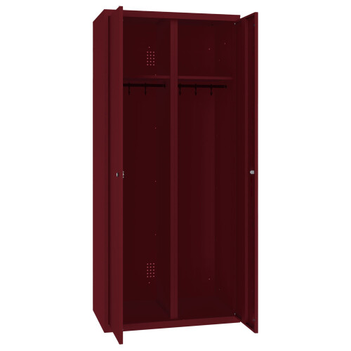 Spind Select 2 Abteile mittig schliessend Abteilbreite 300mm Korpus Weinrot RAL 3005 Türen Weinrot RAL 3005 Zylinderschloss