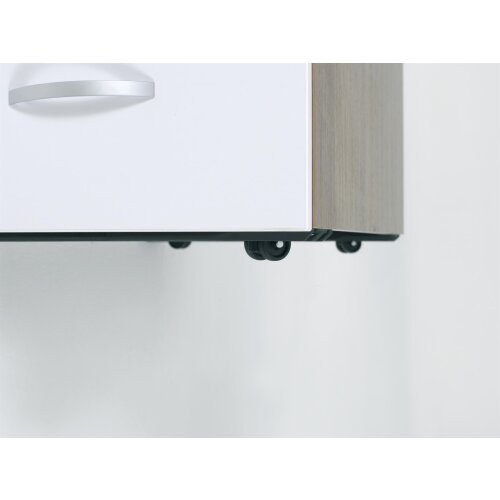 Rollcontainer 80 cm tief, mit 3 Schubladen, Dekor Front: Weiss, Dekor Korpus: Ahorn