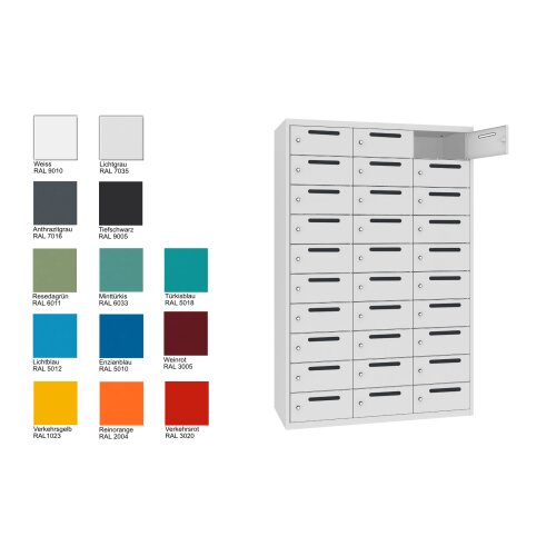 Postverteilerschrank 30 Fächer Abteilbreite 400mm Tiefe 30cm